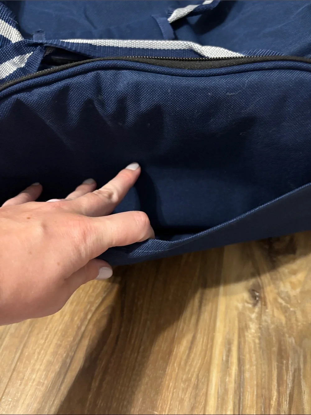 Navy Travel Duffel Bag with Checked Interior (Cooler Insulation)